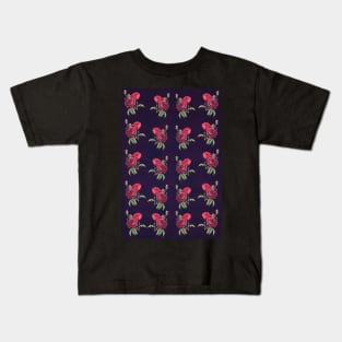 Floral Print on Dark Purple Kids T-Shirt